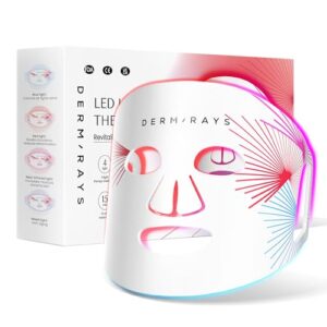 DermRays LED Light Therapy Mask, Silicon Flexible Face Mask, 4 Color Lights Therapy at-Home, Revitalize & Renew Your Skin, Targets Fine Lines, Wrinkles & Redness  Beauty & Personal Care