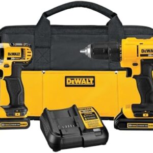 DEWALT 20V MAX Cordless Drill and Impact Driver, Power Tool Combo Kit with 2 Batteries and Charger (DCK240C2) -