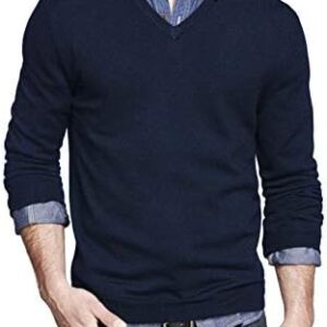 COOFANDY Men's Fitted Sweater V Neck Ribbed Fashion Long Sleeve Winter Pullover Blue at Amazon Men’s Clothing store