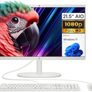 HP 22" All-in-One Desktop, FHD Display, Intel Celeron Processor, New Edition and Look, 32GB RAM, 1TB SSD, Windows 11 Pro, Snow White  Electronics