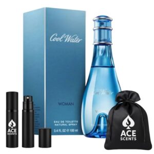 Ace Scents Cool Water Perfume Gift Set for Women, 3.4 Fl Oz EDT Spray with Travel Spray and Velvet Bag  Beauty & Personal CareRufus AIRufus AI
