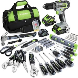 WORKPRO Home Tool Set With 20V Cordless Lithium-ion Drill Driver, 157PCS All-Purpose Kit, Power Drill Combo With Tool Bag  Tools & Home ImprovementRufus AIRufus AI