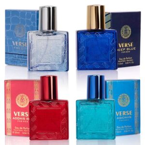 Novo Glow Verse Mini 4-Piece Fragrance Gift Set for Men - Aromatic, Floral, Oriental Woody Notes - Individually Boxed