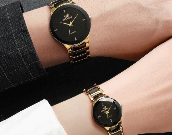 1/2PCS Couple's Watches Fashion Stainless Steel Band Men Women Analog Quartz Watches Set - Image 3