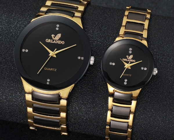 1/2PCS Couple's Watches Fashion Stainless Steel Band Men Women Analog Quartz Watches Set