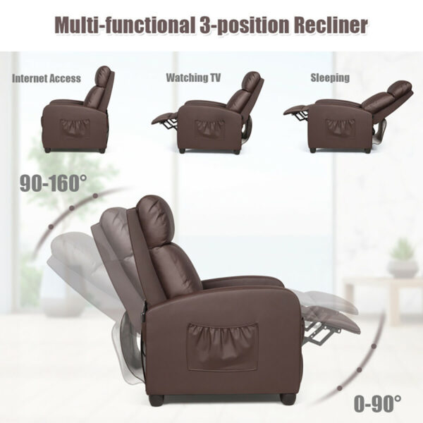 Wingback Massaging Recliner Chair - Gray - Image 5