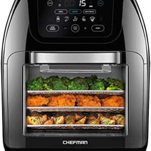CHEFMAN Multifunctional Digital Air Fryer+ Rotisserie, Dehydrator, Convection Oven, 17 Touch Screen Presets Fry, Roast, Dehydrate, Bake, XL 10L Family Size, Auto Shutoff, Large Easy-View Window, Black : Home & Kitchen