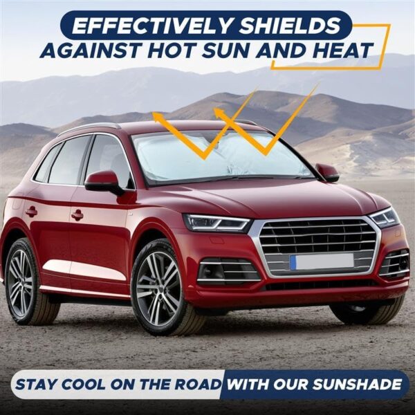 EcoNour Car Windshield Sunshade | Blocks 99% Heat & Keeps Interior Cool | Universal Fits Cars, SUVs, Trucks | Automotive Sun Screen, Visor & Car Accessories for Summer | Medium (64x32 Inches) : Automotive - Image 6