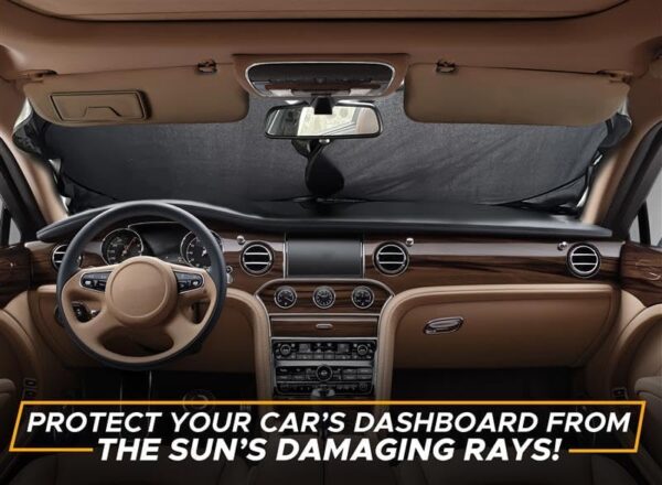 EcoNour Car Windshield Sunshade | Blocks 99% Heat & Keeps Interior Cool | Universal Fits Cars, SUVs, Trucks | Automotive Sun Screen, Visor & Car Accessories for Summer | Medium (64x32 Inches) : Automotive - Image 7