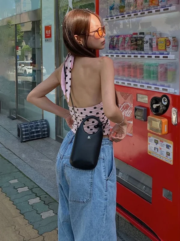 weird Puss Polka Dot Print Vest Women Y2K Lace-Up Backless Halter v-Neck Skinny Summer Trend Daily Street Basic Chic Tank Tops - AliExpress - Image 4