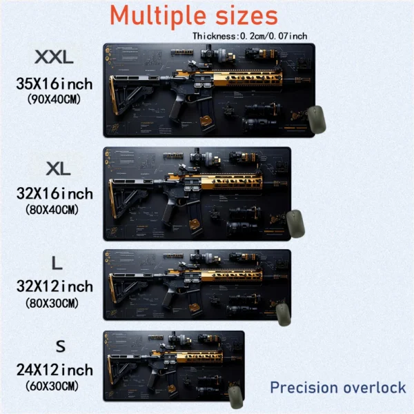 Tactical Gun Mouse Pad Large Desk Accessories Desk Pad Rubber Base with Stitched Edge Mousepad Non-Slip Mousepad for Office - AliExpress 7 - Image 6