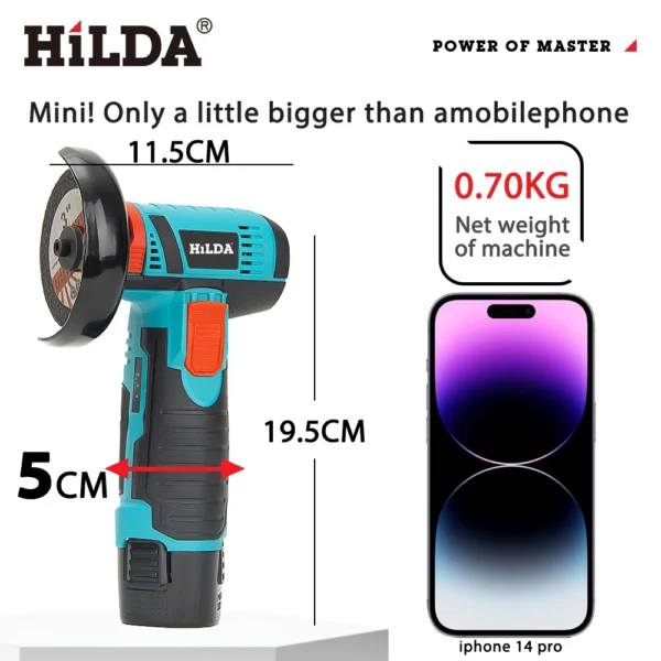 HILDA 12V Miniature Rechargeable Mini Angle Grinder with Battery Cutting Blade Polishing Grinder for Cutting Diamond Cordless - Image 3