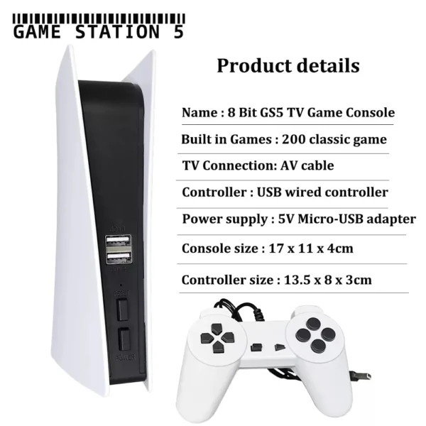 Game Station 5 Video Game Console With 200 Classic Game 8 Bit TV Consola Retro Handheld Kids USB Wired Gaming Player AV Output - AliExpress 44 - Image 3