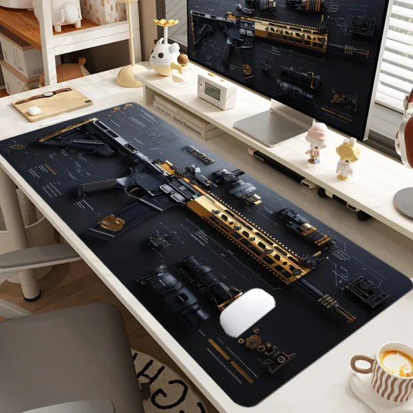 Tactical Gun Mouse Pad Large Desk Accessories Desk Pad Rubber Base with Stitched Edge Mousepad Non-Slip Mousepad for Office - AliExpress 7 - Image 2
