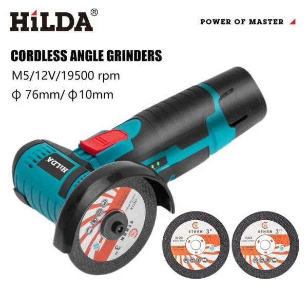 HILDA 12V Miniature Rechargeable Mini Angle Grinder with Battery Cutting Blade Polishing Grinder for Cutting Diamond Cordless - Image 4