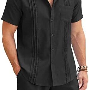 COOFANDY Men's Linen Sets 2 Piece Hawaiian Vacation Matching Shirt and Shorts Set : Clothing, Shoes & Jewelry